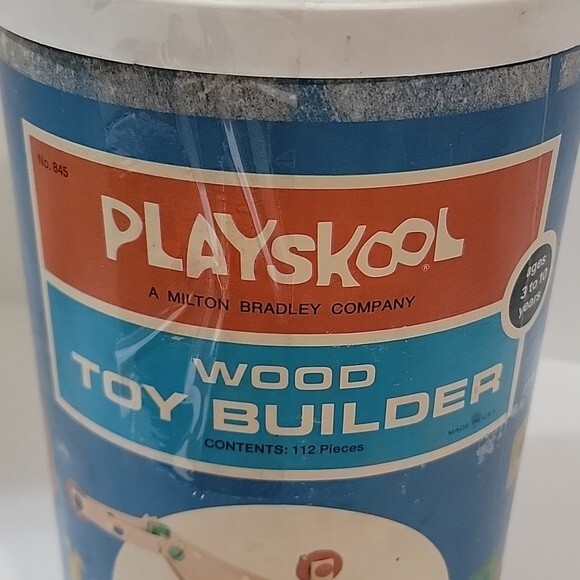 PLAYSKOOL Milton Bradley Vintage Wood Toy Builder Set - Picture 2 of 6
